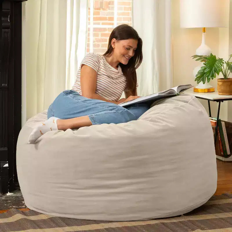 Jaxx 4 Foot Saxx - Large Round Bean Bag Chair for Adults - Lush Velvet