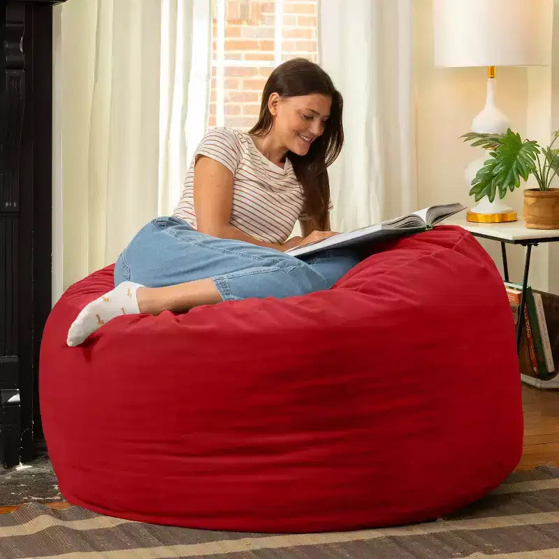 Jaxx 4 Foot Saxx - Large Round Bean Bag Chair for Adults - Lush Velvet