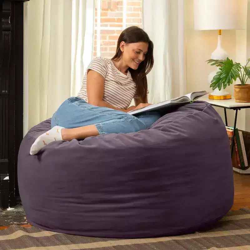 Jaxx 4 Foot Saxx - Large Round Bean Bag Chair for Adults - Lush Velvet