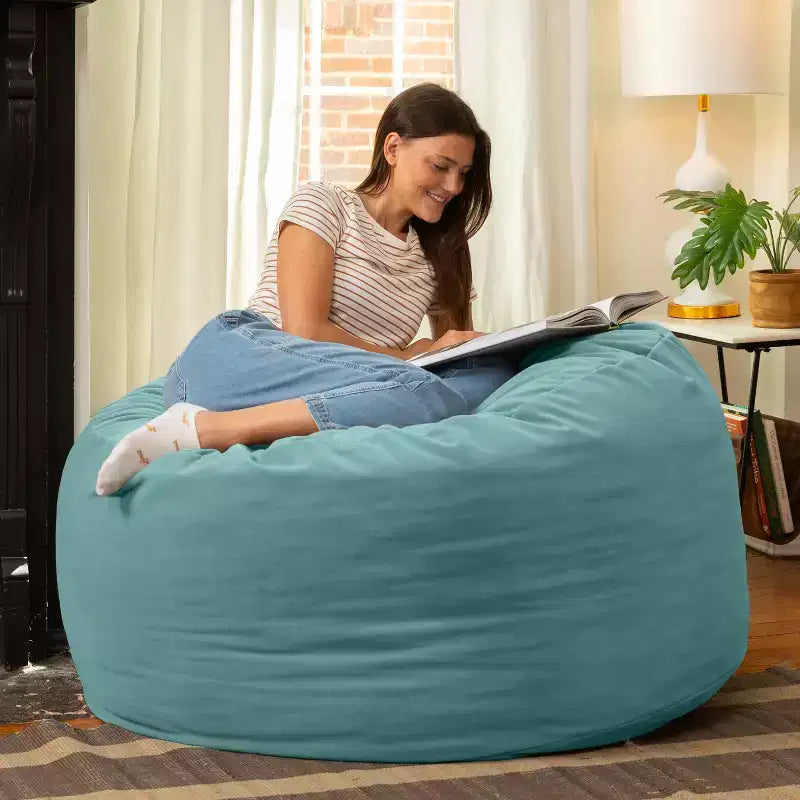 Jaxx 4 Foot Saxx - Large Round Bean Bag Chair for Adults - Lush Velvet