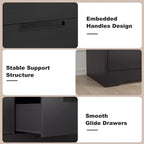 6 Drawer Dresser for Bedroom, Black Modern 6 Chest of Drawers with Embedded Handles Design, Wooden Dresser Organizer for Living Room, Nursery, Hallway