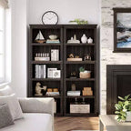 5 Tier Book Shelf, Farmhouse Book Case,Tall Shelf with Storage, Wooden Bookshelves for Living Room
