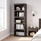 5 Tier Book Shelf, Farmhouse Book Case,Tall Shelf with Storage, Wooden Bookshelves for Living Room