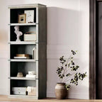 5 Tier Book Shelf, Farmhouse Book Case,Tall Shelf with Storage, Wooden Bookshelves for Living Room