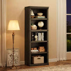 5 Tier Book Shelf, Farmhouse Book Case,Tall Shelf with Storage, Wooden Bookshelves for Living Room