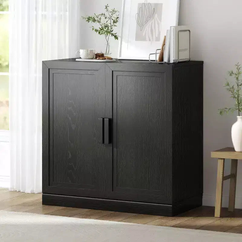 MAYEERTY Freestanding Storage Cabinet Wooden Decorative Cabinets for Home, Office, Small Space, Black, 31*31*16in