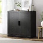 MAYEERTY Freestanding Storage Cabinet Wooden Decorative Cabinets for Home, Office, Small Space, Black, 31*31*16in