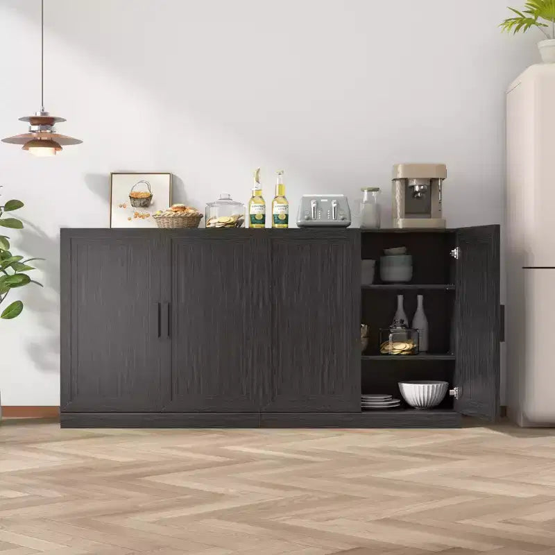 MAYEERTY Freestanding Storage Cabinet Wooden Decorative Cabinets for Home, Office, Small Space, Black, 31*31*16in