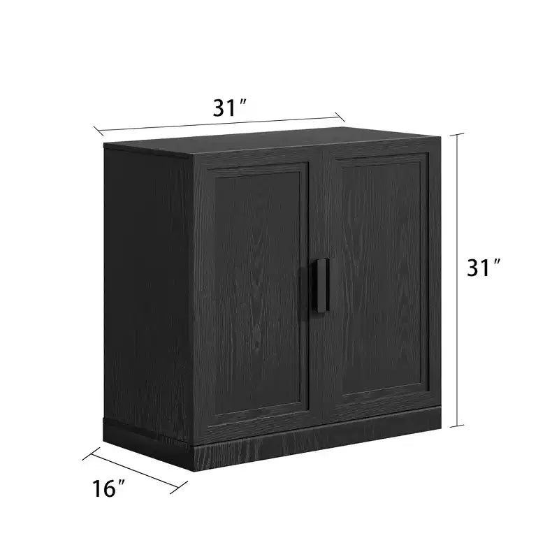 MAYEERTY Freestanding Storage Cabinet Wooden Decorative Cabinets for Home, Office, Small Space, Black, 31*31*16in
