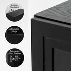 MAYEERTY Freestanding Storage Cabinet Wooden Decorative Cabinets for Home, Office, Small Space, Black, 31*31*16in