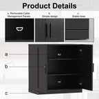 MAYEERTY Freestanding Storage Cabinet Wooden Decorative Cabinets for Home, Office, Small Space, Black, 31*31*16in