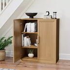 MAYEERTY Freestanding Storage Cabinet Wooden Decorative Cabinets for Home, Office, Small Space, Brown, 36*31*16in