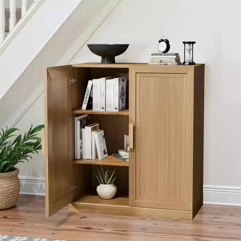 MAYEERTY Freestanding Storage Cabinet Wooden Decorative Cabinets for Home, Office, Small Space, Brown, 36*31*16in