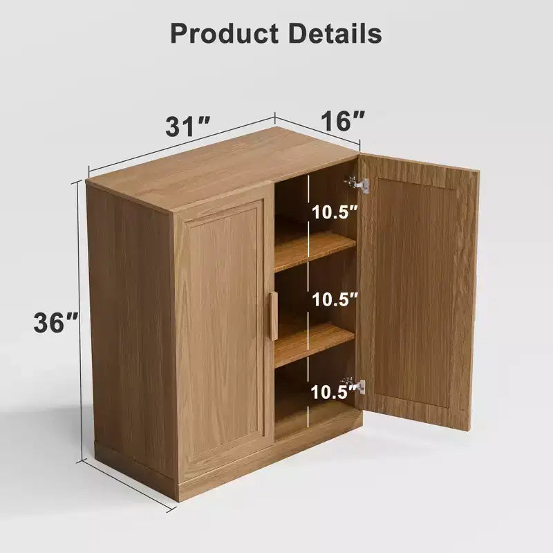 MAYEERTY Freestanding Storage Cabinet Wooden Decorative Cabinets for Home, Office, Small Space, Brown, 36*31*16in