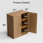 MAYEERTY Freestanding Storage Cabinet Wooden Decorative Cabinets for Home, Office, Small Space, Brown, 36*31*16in