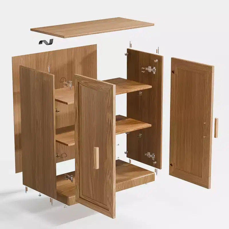 MAYEERTY Freestanding Storage Cabinet Wooden Decorative Cabinets for Home, Office, Small Space, Brown, 36*31*16in