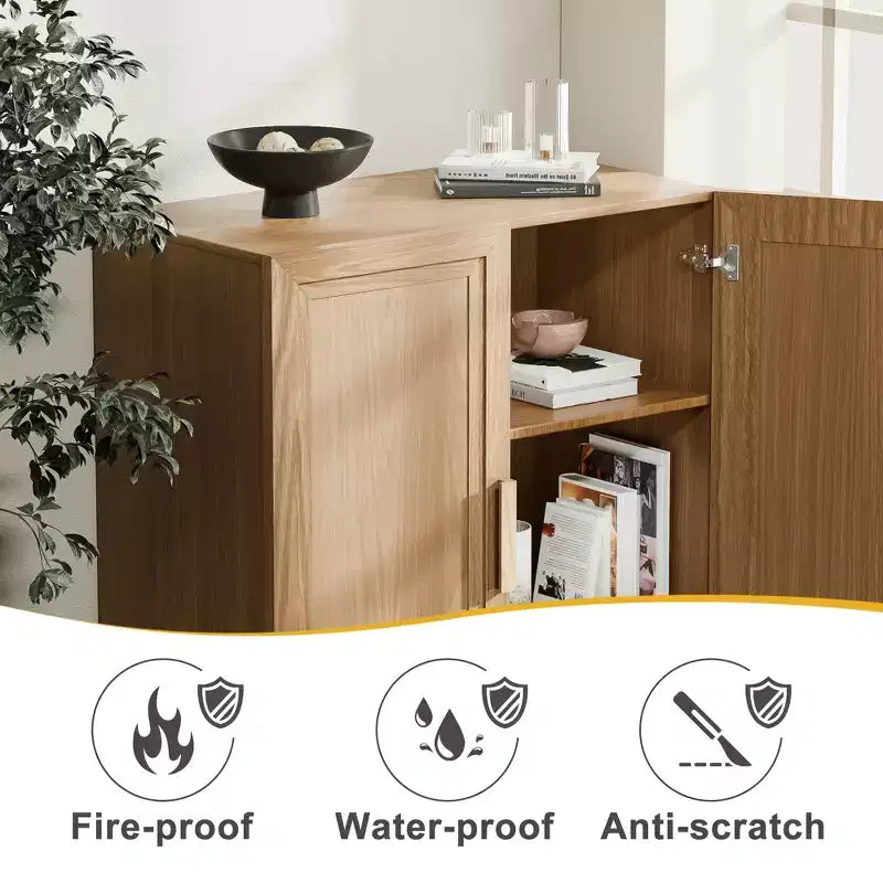 MAYEERTY Freestanding Storage Cabinet Wooden Decorative Cabinets for Home, Office, Small Space, Brown, 36*31*16in