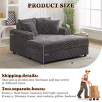 Indoor Chaise Lounge Chair, Upholstered Cozy Reading Chair with Pillows, Comfy Large Modern Sleeper Chair Couch Sofa Bed for Living Room Bedroom