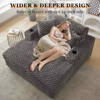 Indoor Chaise Lounge Chair, Upholstered Cozy Reading Chair with Pillows, Comfy Large Modern Sleeper Chair Couch Sofa Bed for Living Room Bedroom