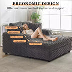 Indoor Chaise Lounge Chair, Upholstered Cozy Reading Chair with Pillows, Comfy Large Modern Sleeper Chair Couch Sofa Bed for Living Room Bedroom