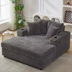 Indoor Chaise Lounge Chair, Upholstered Cozy Reading Chair with Pillows, Comfy Large Modern Sleeper Chair Couch Sofa Bed for Living Room Bedroom