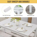 Zevemomo 6-Piece Solid Wood Dining Table Set,Including 1 Dining Table,4 Upholstered Chairs and 1 Bench,for Kitchen, Dining Room,White Diamond