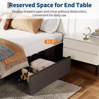 Acekool Platform Bed Frame with 3 Storage Drawers, Wood Slats, No Box Spring, Modern Linen Upholstery
