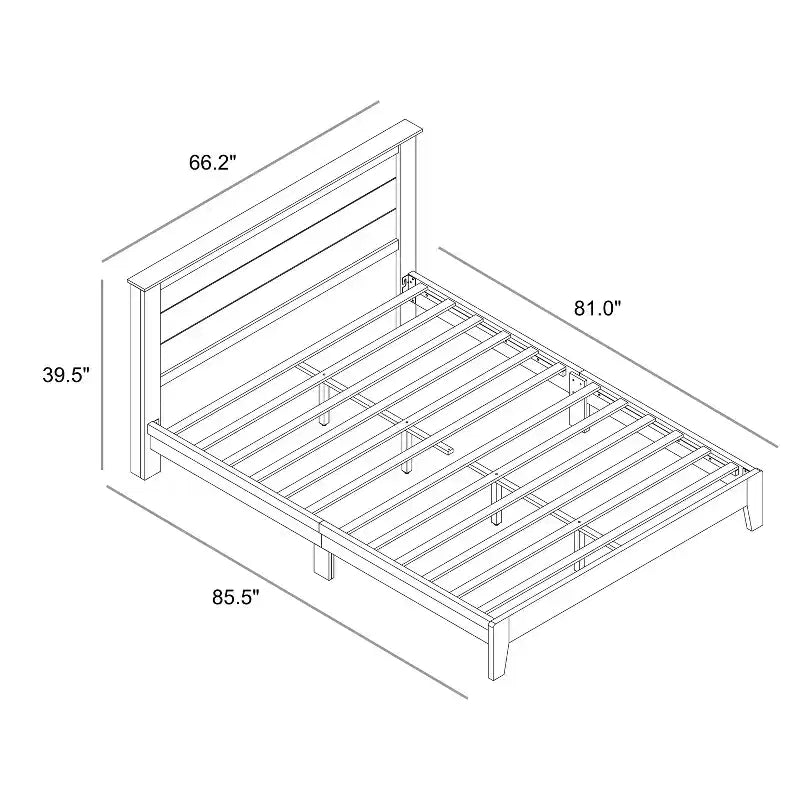 Galano Queen Tiena Lencia Bed with Headboard  Dusty Grey Oak