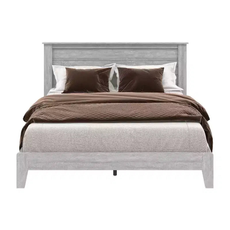 Galano Queen Tiena Lencia Bed with Headboard  Dusty Grey Oak