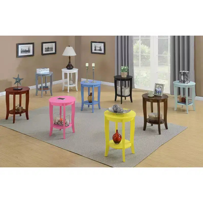 HomeStock Belmont Mid Century Modern End Table with Multi Tier Tabletop Surface and Sleek Design for Lamps, Books and Accessories