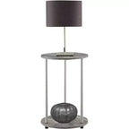 HomeStock Belmont Round Two Tier End Table with Stainless Steel Legs, Sturdy Particleboard Shelves and Modern Contemporary Style
