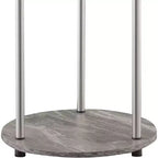 HomeStock Belmont Round Two Tier End Table with Stainless Steel Legs, Sturdy Particleboard Shelves and Modern Contemporary Style
