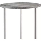HomeStock Belmont Round Two Tier End Table with Stainless Steel Legs, Sturdy Particleboard Shelves and Modern Contemporary Style
