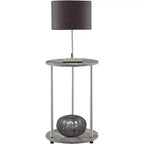 HomeStock Belmont Round Two Tier End Table with Stainless Steel Legs, Sturdy Particleboard Shelves and Modern Contemporary Style
