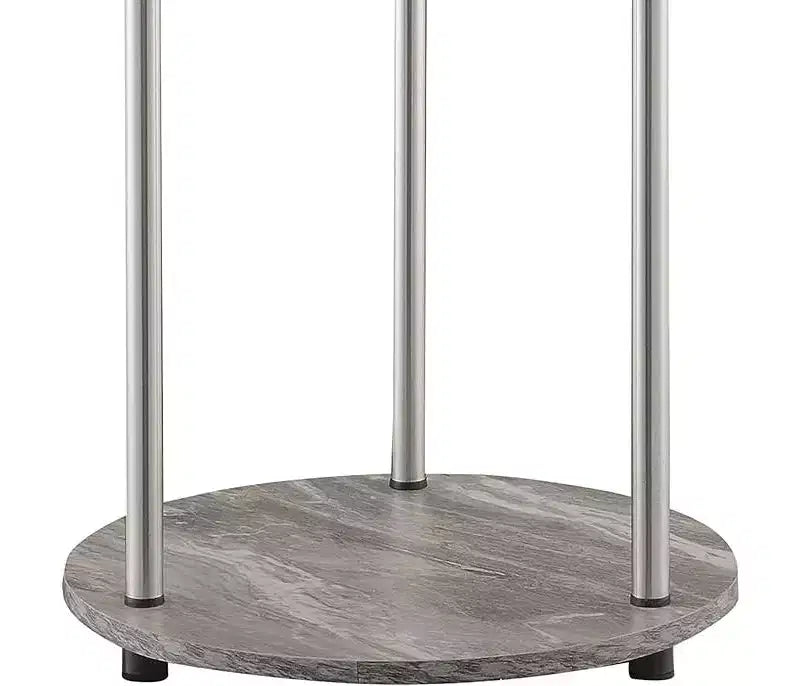 HomeStock Belmont Round Two Tier End Table with Stainless Steel Legs, Sturdy Particleboard Shelves and Modern Contemporary Style