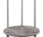 HomeStock Belmont Round Two Tier End Table with Stainless Steel Legs, Sturdy Particleboard Shelves and Modern Contemporary Style