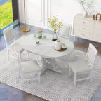 GDFStudio Ford 5 Piece Dining Set with Extendable Table and Upholstered Chairs