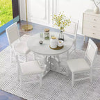 GDFStudio Ford 5 Piece Dining Set with Extendable Table and Upholstered Chairs