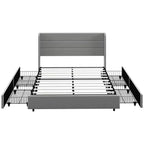 GDFStudio Larisa Modern Upholstered Bed with Headboard and 4 Storage Drawers
