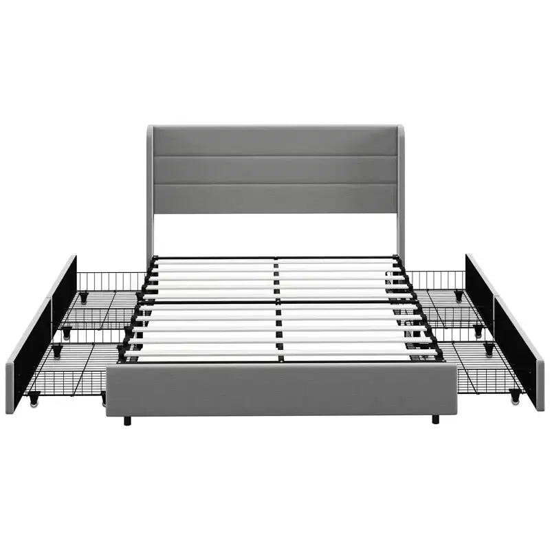 GDFStudio Larisa Modern Upholstered Bed with Headboard and 4 Storage Drawers