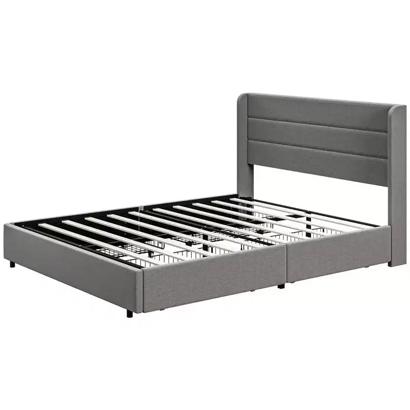 GDFStudio Larisa Modern Upholstered Bed with Headboard and 4 Storage Drawers