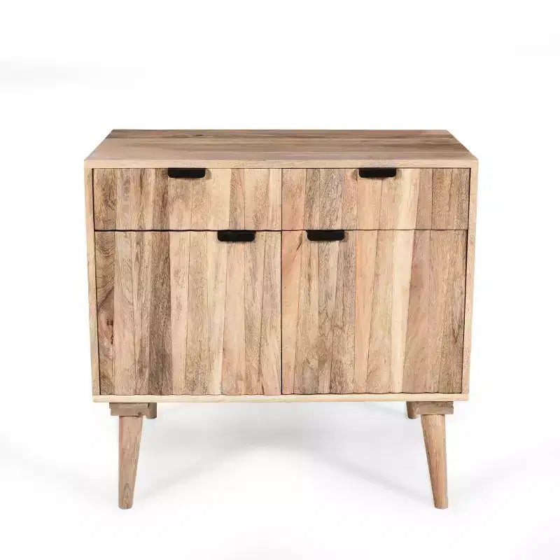 ModernLuxe Accent Cabinet with 2 Drawers, Natural Grain Mango Wood Sideboard Storage Cabinet