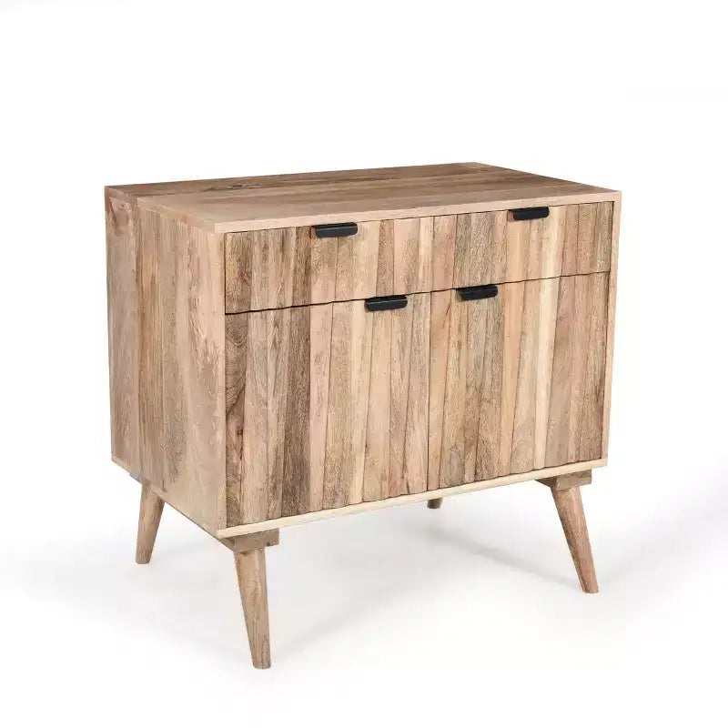 ModernLuxe Accent Cabinet with 2 Drawers, Natural Grain Mango Wood Sideboard Storage Cabinet