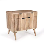 ModernLuxe Accent Cabinet with 2 Drawers, Natural Grain Mango Wood Sideboard Storage Cabinet