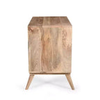 ModernLuxe Accent Cabinet with 2 Drawers, Natural Grain Mango Wood Sideboard Storage Cabinet