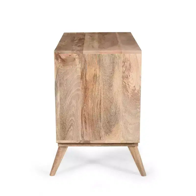 ModernLuxe Accent Cabinet with 2 Drawers, Natural Grain Mango Wood Sideboard Storage Cabinet