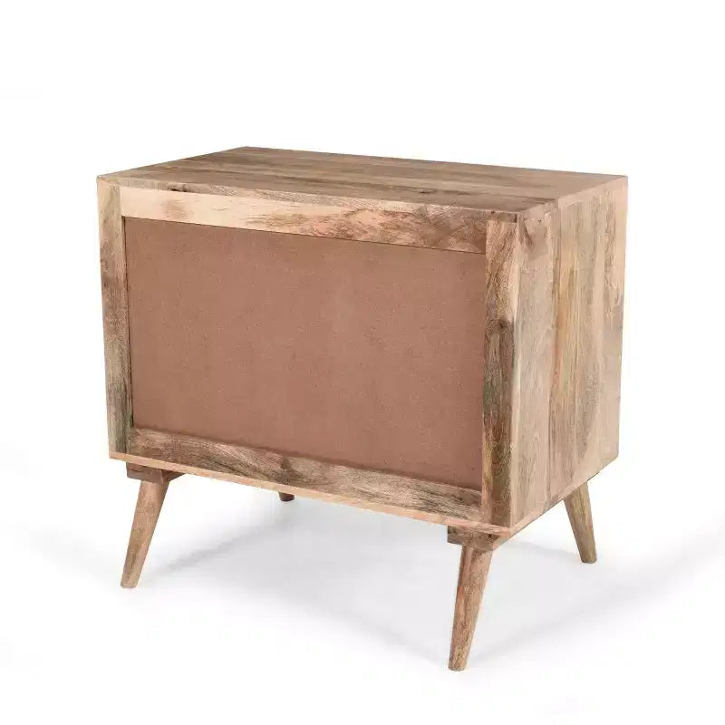 ModernLuxe Accent Cabinet with 2 Drawers, Natural Grain Mango Wood Sideboard Storage Cabinet