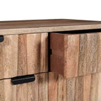 ModernLuxe Accent Cabinet with 2 Drawers, Natural Grain Mango Wood Sideboard Storage Cabinet