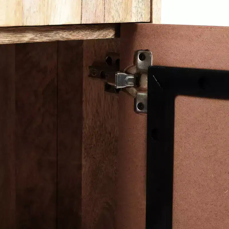 ModernLuxe Accent Cabinet with 2 Drawers, Natural Grain Mango Wood Sideboard Storage Cabinet