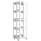 Okak All-Steel Rotating Bookshelf with 360Wheels, Storage Shelves with 4 Tiers, Storage Organizer for Living Room, Hallway, Office